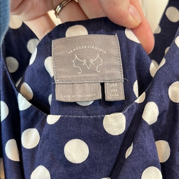 Anthropologie Vanessa Virginia Baby Doll Style Polka Dot Mini Dress - Size 4 - Picture 3 of 16